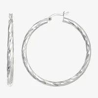 Sterling Silver 40mm Round Hoop Earrings