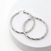 Sterling Silver 40mm Round Hoop Earrings