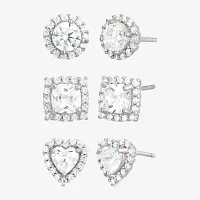 DiamonArt® 4 CT. T.W. White Cubic Zirconia Sterling Silver Round Earring Set