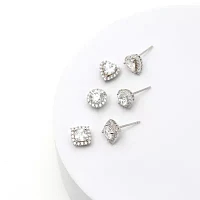 DiamonArt® 4 CT. T.W. White Cubic Zirconia Sterling Silver Round Earring Set