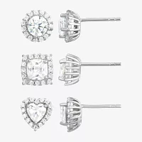 DiamonArt® 4 CT. T.W. White Cubic Zirconia Sterling Silver Round Earring Set