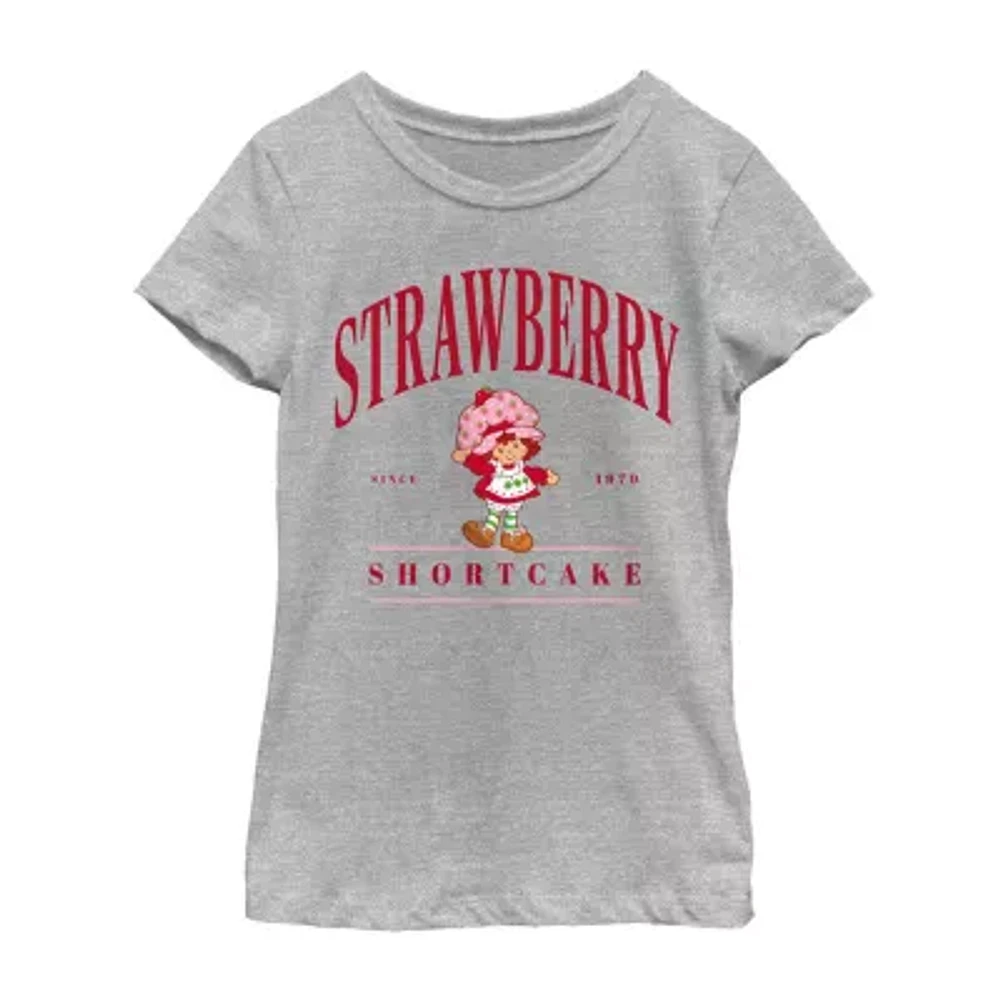 Little & Big Girls Collegiate Strawberry Shortcake Crew Neck Short Sleeve T-Shirt