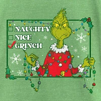 Little & Big Girls Checklist Crew Neck Short Sleeve Grinch T-Shirt