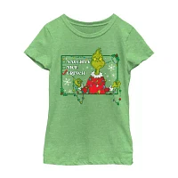 Little & Big Girls Checklist Crew Neck Short Sleeve Grinch T-Shirt