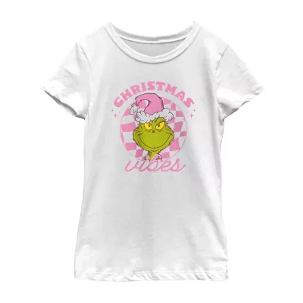 Little & Big Girls Christmas Vibes Crew Neck Short Sleeve T-Shirt