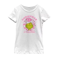 Little & Big Girls Christmas Vibes Crew Neck Short Sleeve T-Shirt