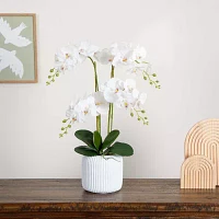 Nearly Natural 26in. White Phalaenopsis Orchid Floral Arrangement