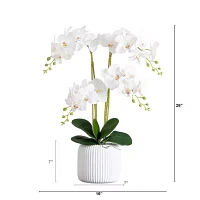 Nearly Natural 26in. White Phalaenopsis Orchid Floral Arrangement