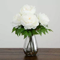 Nearly Natural 16in. White Peony Floral Arrangement