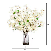 Nearly Natural 31in. White Bougainvillea Floral Arrangement