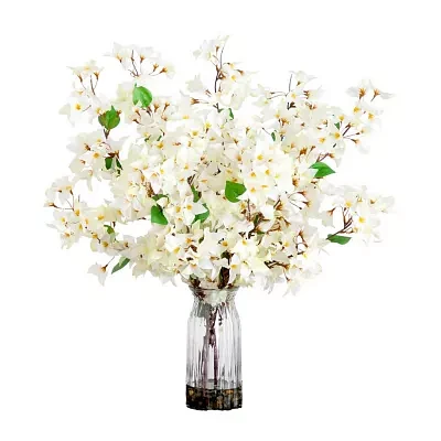 Nearly Natural 31in. White Bougainvillea Floral Arrangement