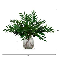 Nearly Natural 19in. Green Palmate Fern Floral Arrangement