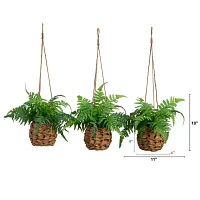 Nearly Natural 3-pc. 10in. Green Boston Fern Artificial Plant