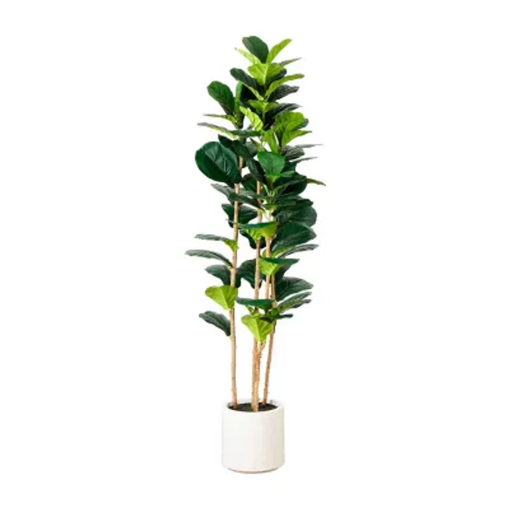 Nearly Natural 6ft. Green Fiddle Leaf Indoor Artificial Tree