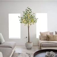 Nearly Natural 6ft. Green Lighted Eucalyptus Indoor Artificial Tree