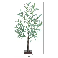 Nearly Natural 2ft. Green Lighted Olive Indoor Artificial Tree