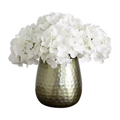 Nearly Natural 11in. White Hydrangea Floral Arrangement