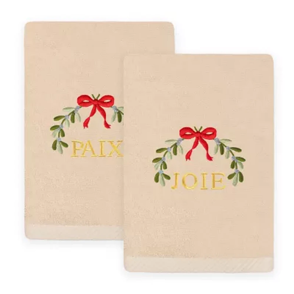 Linum Home Textiles Mistletoe Paixjoie Embroidered 2-pc. Hand Towels