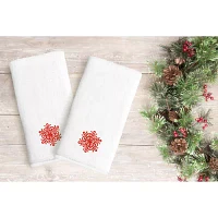 Linum Home Textiles Red Snow Flake 2-pc. Hand Towels