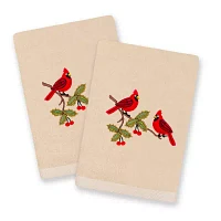 Linum Home Textiles Christmas Red Pair Embroidered 2-pc. Hand Towels