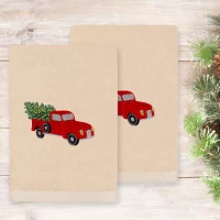 Linum Home Textiles Christmas Truck Embroidered 2-pc. Hand Towels