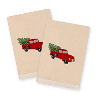 Linum Home Textiles Christmas Truck Embroidered 2-pc. Hand Towels