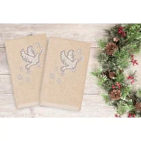 Linum Home Textiles Christmas Dove Embroidered 2-pc. Hand Towels