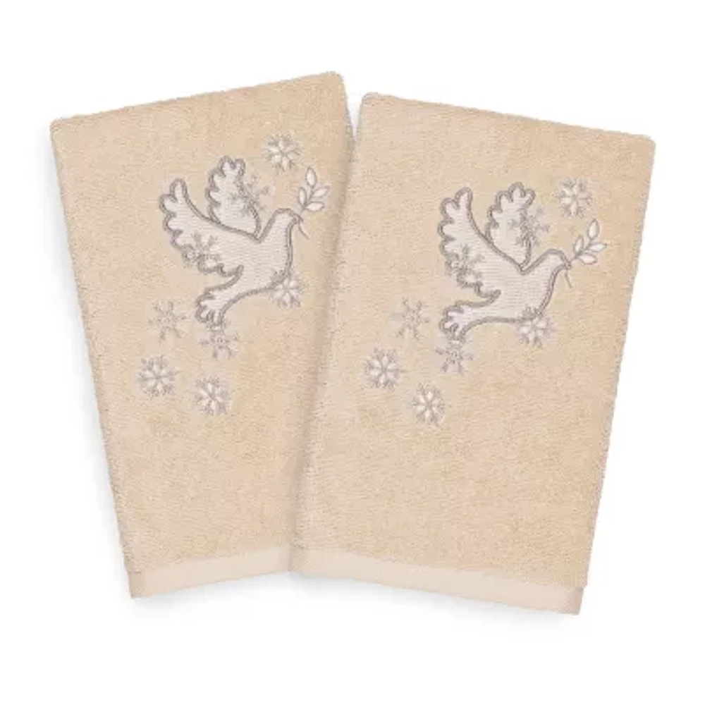 Linum Home Textiles Christmas Dove Embroidered 2-pc. Hand Towels