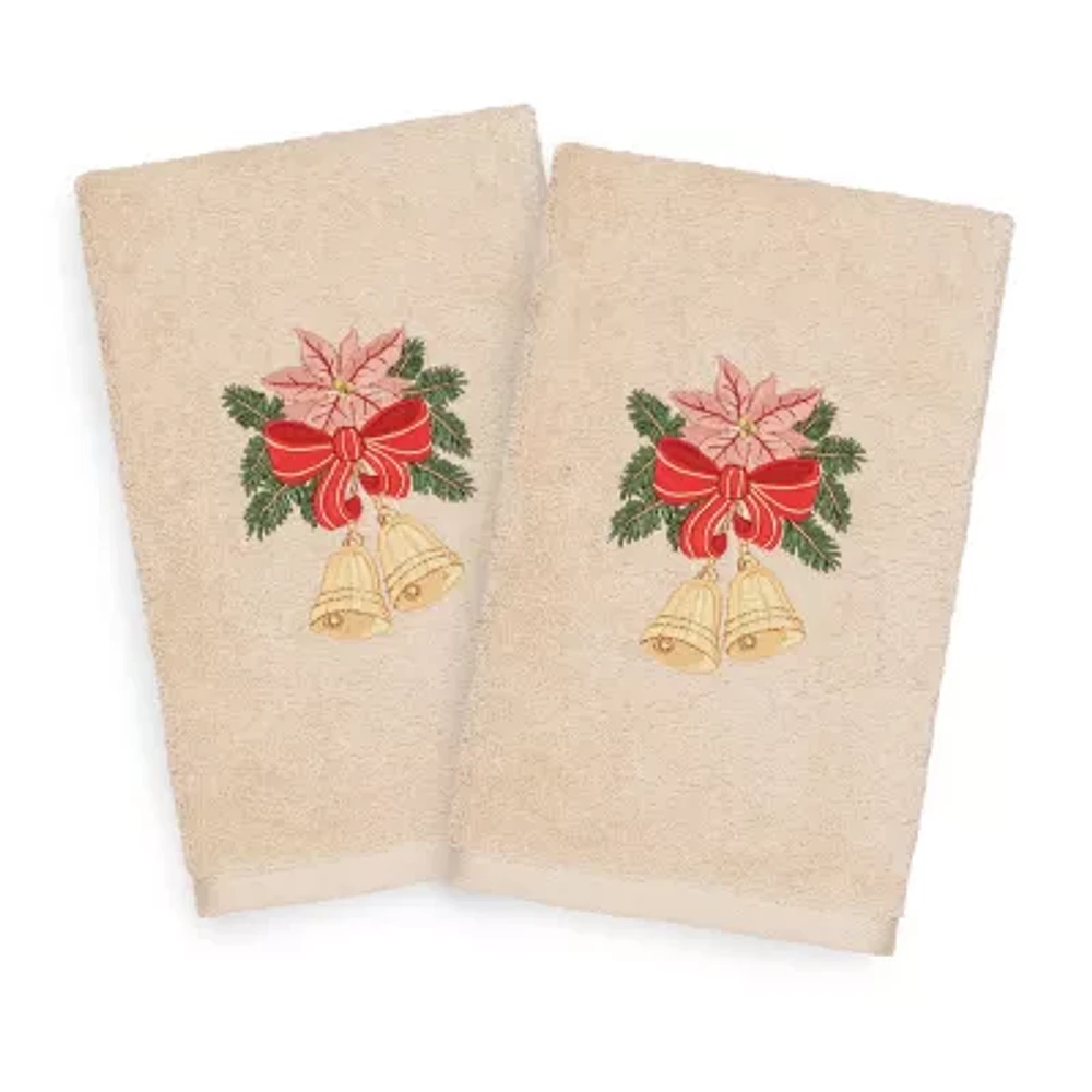 Linum Home Textiles Christmas Bells Embroidered 2-pc. Hand Towels