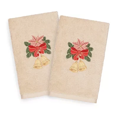 Linum Home Textiles Christmas Bells Embroidered 2-pc. Hand Towels