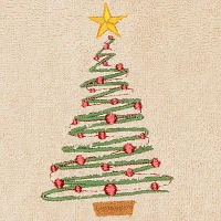 Linum Home Textiles Christmas Tree Embroidered 2-pc. Hand Towels