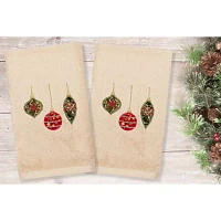 Linum Home Textiles Christmas Ornament Embroidered 2-pc. Hand Towels