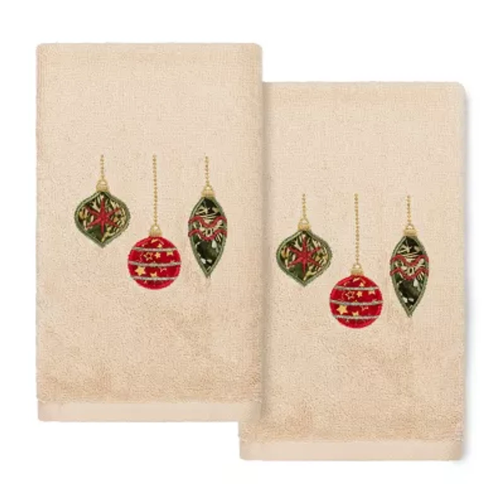 Linum Home Textiles Christmas Ornament Embroidered 2-pc. Hand Towels