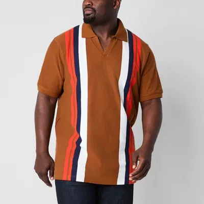 Shaquille O'Neal XLG Colorblock Big and Tall Mens Regular Fit Short Sleeve Polo Shirt