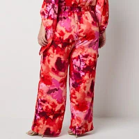 Bold Elements-Plus Womens High Rise Wide Leg Pull-On Pants