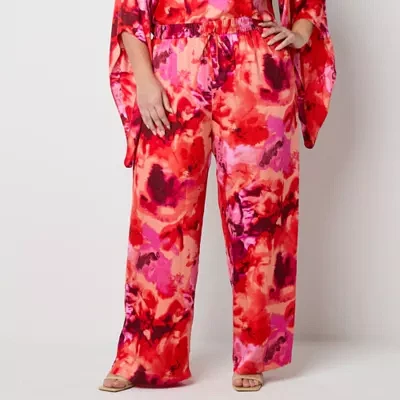 Bold Elements-Plus Womens High Rise Wide Leg Pull-On Pants