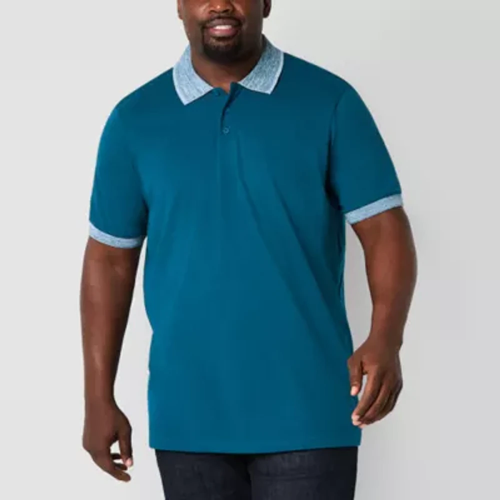 Shaquille O'Neal XLG Slub Collar Big and Tall Mens Regular Fit Short Sleeve Polo Shirt