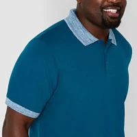 Shaquille O'Neal XLG Slub Collar Big and Tall Mens Regular Fit Short Sleeve Polo Shirt