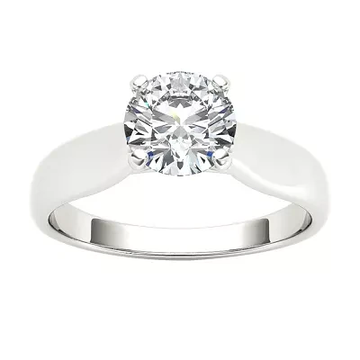 Womens 3/4 CT. Natural White Diamond 14K Gold Round Solitaire Engagement Ring