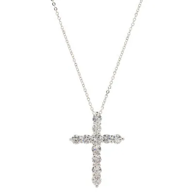 Sparkle Allure Cubic Zirconia Pure Silver Over Brass 16 Inch Link Cross Pendant Necklace