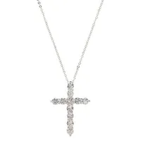 Sparkle Allure Cubic Zirconia Pure Silver Over Brass 16 Inch Link Cross Pendant Necklace