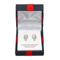 White Cultured Freshwater Pearl Sterling Silver Ball Stud Earrings