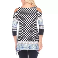 White Mark Womens Scoop Neck 3/4 Sleeve Tunic Top