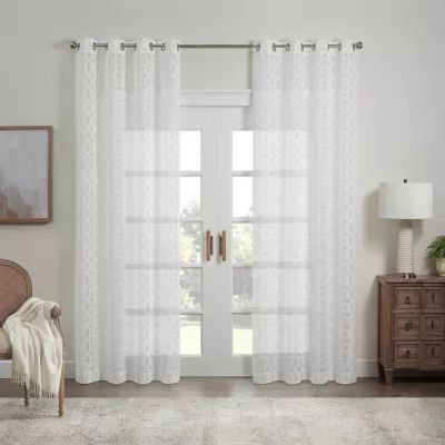 Waverly Eureka Sheer Grommet Top Single Curtain Panel