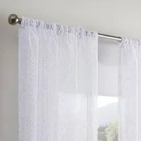 Waverly Indochina Embroidered Sheer Rod Pocket Back Tab Single Curtain Panel