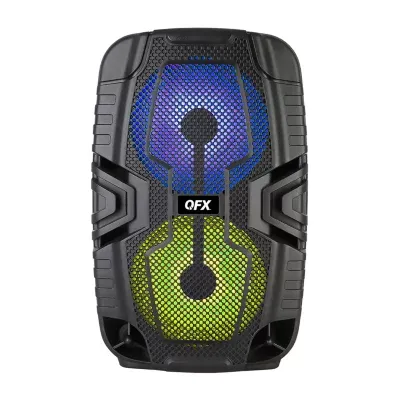 QFX Dual 6.5" Bluetooth Rechargeable Portable Speaker with LED Lights, Microphone Input and TWS