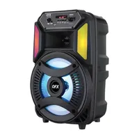 QFX 8" Bluetooth Rechargeable Portable Speaker with Muliti LED Lights, Microphone Input and TWS