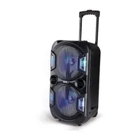 QFX Dual 10" Bluetooth Rechargeable Speaker with Handle and Wheels, LED Lights ,Wired Microphone