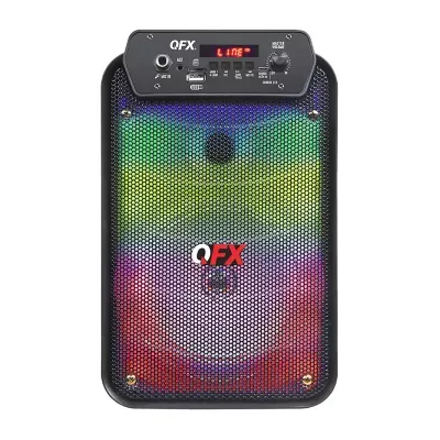 QFX 6" Bluetooth Rechargeable Portable Speaker, Liquid Motion Lights, Microphone, Auxiliary Input