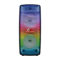 QFX Dual 8"  Bluetooth Rechargeable Portable Speaker, Liquid Motion Lights, Wired Microphone